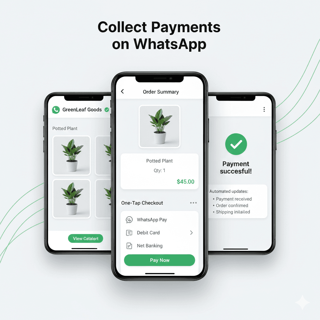 WapNexus WhatsApp payment collection interface